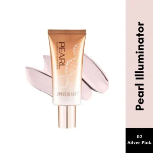 Swiss Beauty Pearl Illuminator Makeup Base – 02 Silver Pink | Shimmer Finish | Waterproof | 35g