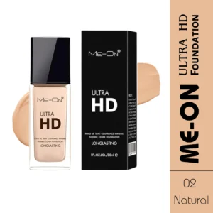 ME-ON Ultra HD Foundation – 02 Natural | Invisible Coverage | Medium to Full Coverage | Natural Finish | 30ml